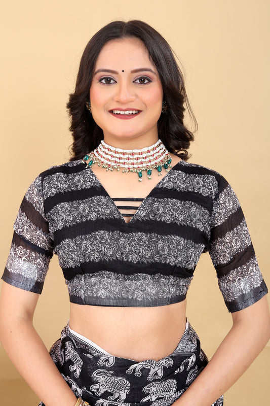 Combo of Printed Georgette Sarees with unstitched blouse piece