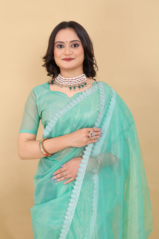 LEELAVATI Georgette Printed Daily / Party & Festive Wear Combo of 2 Stylist Fashionable Saree With Blouse pieces ( Green , Grey )