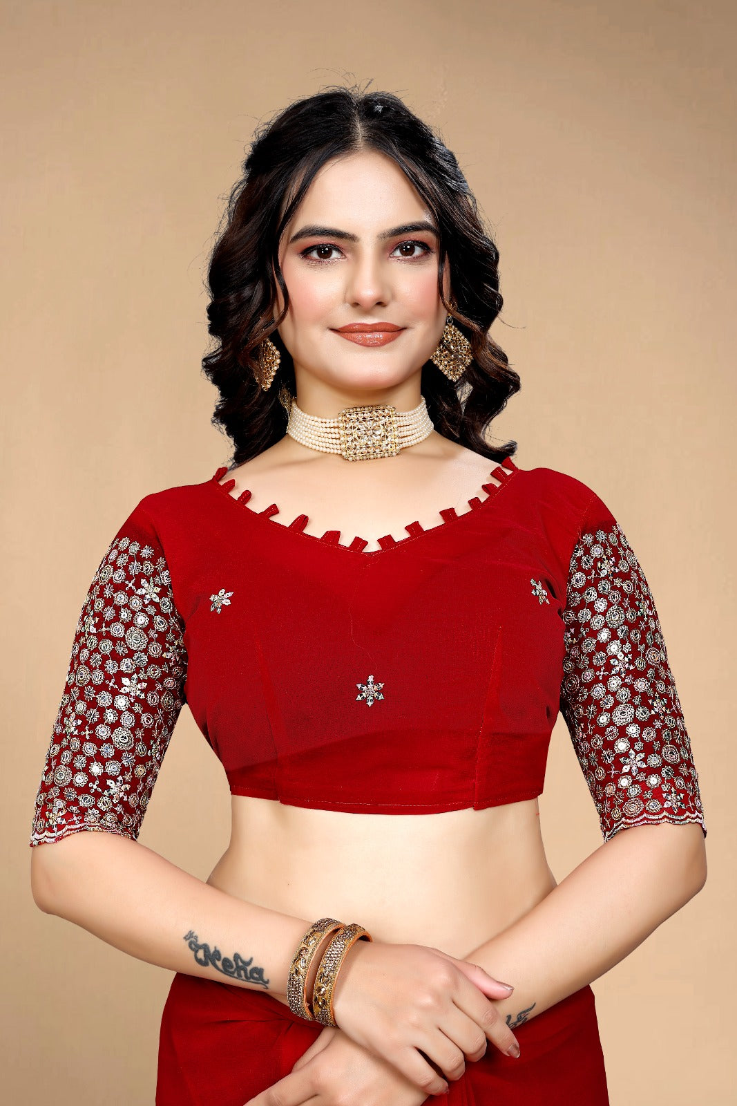 Women's Desinger Georgette Floral Printed Saree with Blouse Piece