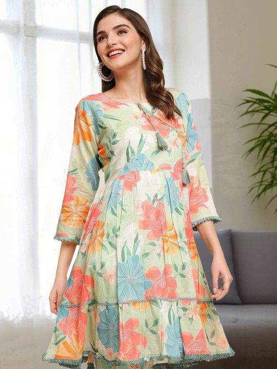 Stylist Women Floral Printed Designer Dresses Foe Women
