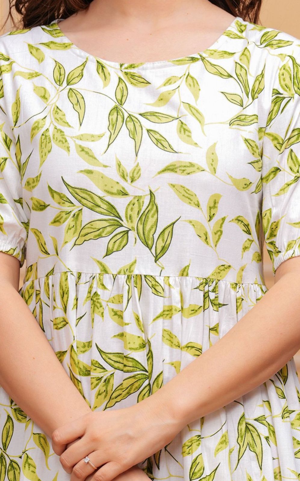 Women reyon Floral Print Shirt Neck Fit & Flare Tired Midi Dress